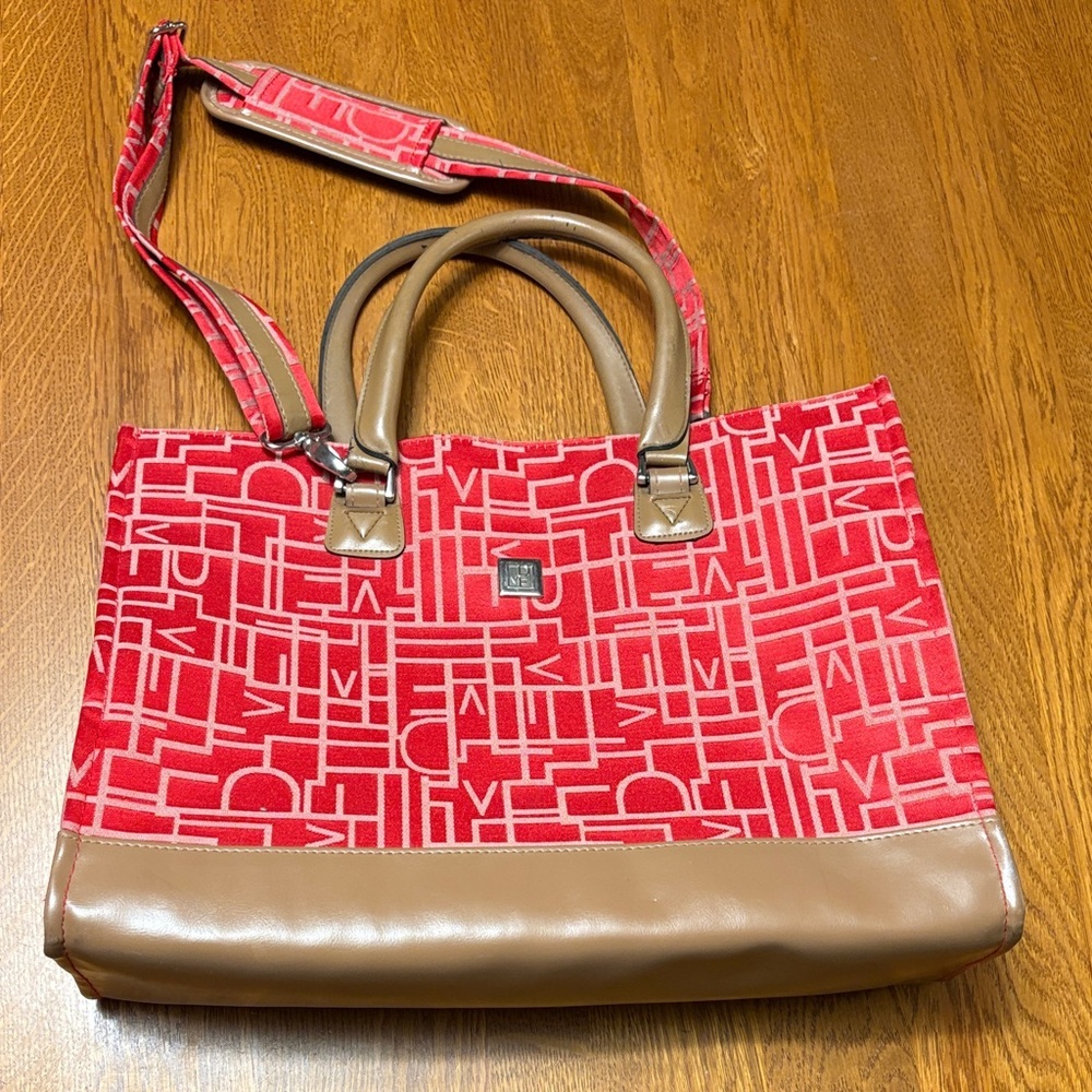 Diane Von Furstenberg Red and Brown Tote Bag 17x13x4